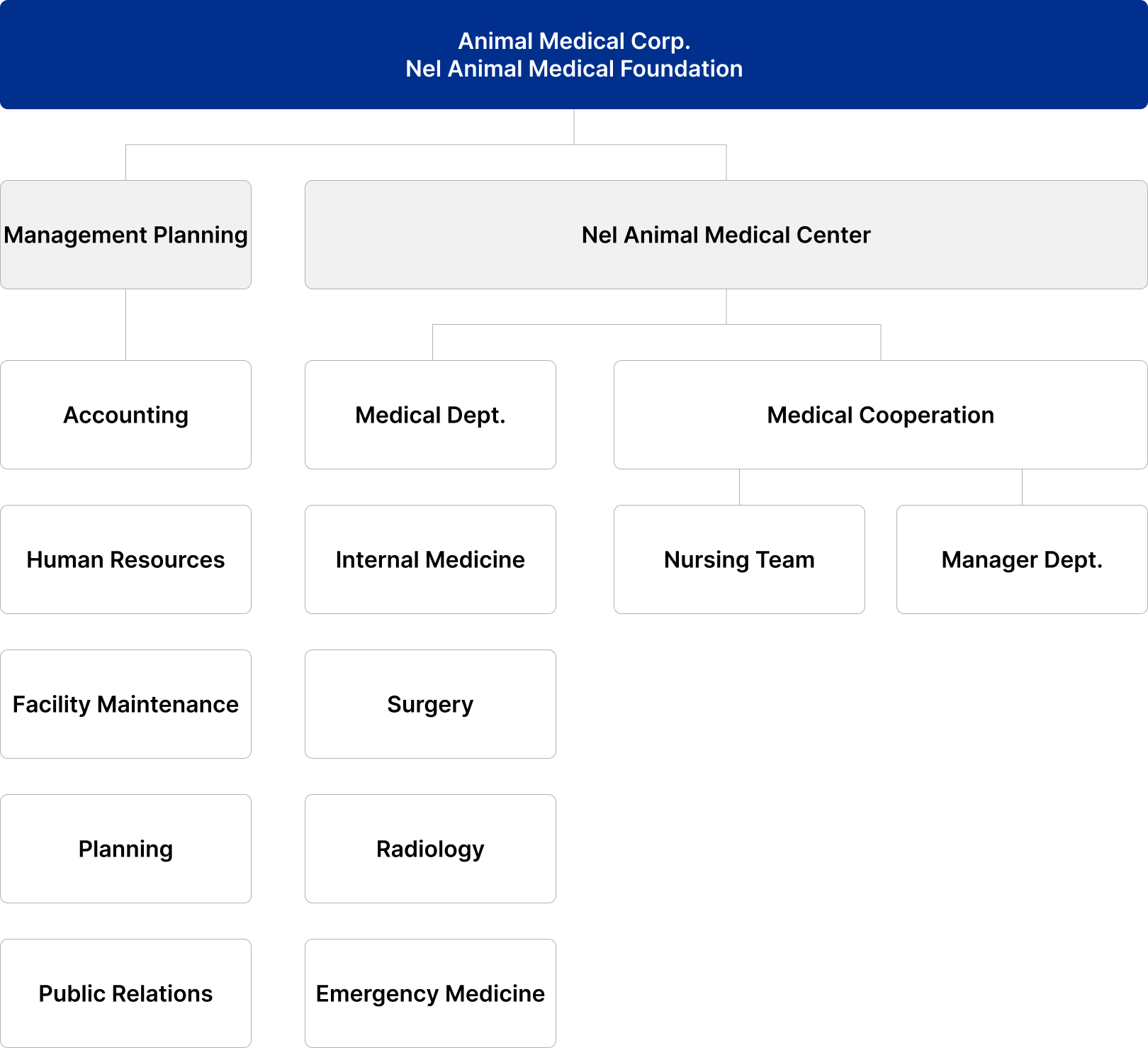 NEL Animal Medical Center Organization Chart